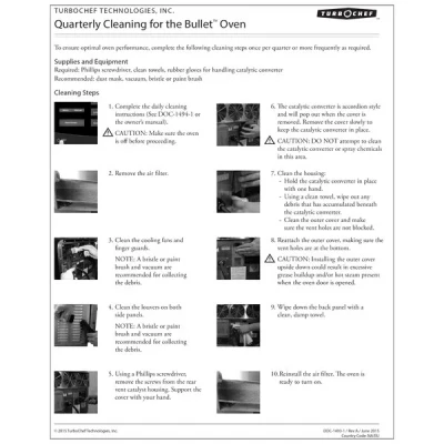 TurboChef DOC-1493-1 8-1/2" x 11" Poster Daily Cleaning
