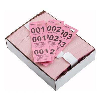 Winco CCK-5PK Coat Check Pink (500 Pieces Per Box)