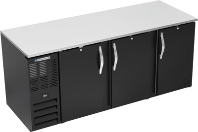 Beverage Air BB78HC-F-B 78" W Three-Section Solid Door Refrigerated Food Rated Back Bar Storage Cabinet - 115 Volts