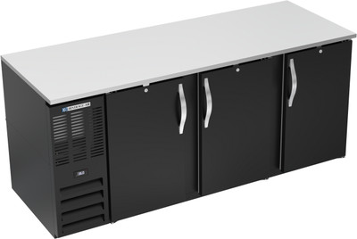 Beverage Air BB78HC-F-B 78" W Three-Section Solid Door Refrigerated Food Rated Back Bar Storage Cabinet - 115 Volts