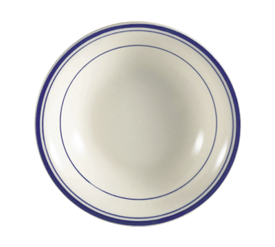 CAC China BLU-11 5 Oz. American White Ceramic Round Blue Line Fruit Dish (3 Dozen Per Case)