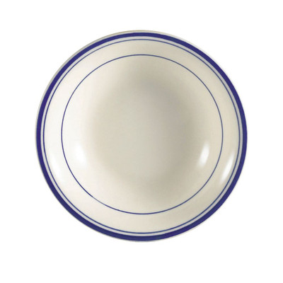 CAC China BLU-11 5 Oz. American White Ceramic Round Blue Line Fruit Dish (3 Dozen Per Case)
