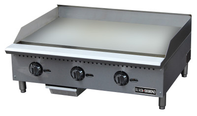 Adcraft BDCTG-36T 36" W Countertop Black Diamond Thermostatic Gas Griddle - 90,000 BTU