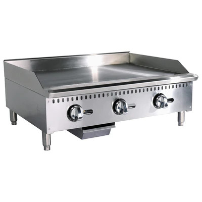 Adcraft BDCTG-36T 36" W Countertop Black Diamond Thermostatic Gas Griddle - 90,000 BTU