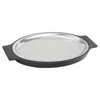 Winco SIZ-11ST 11" W Stainless Steel Oval Platter &amp; Underliner Set (1 pc)