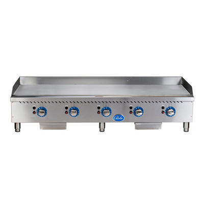 Globe GG60TG-NG 60" Stainless Steel Natural Gas Countertop Griddle - 150,000 BTU