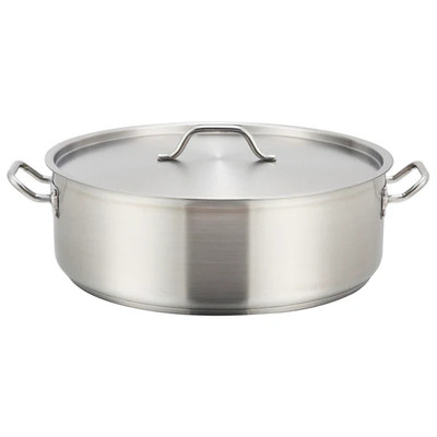 Winco SSLB-8 8 Qt. Aluminum Round Premium Brazier With Cover