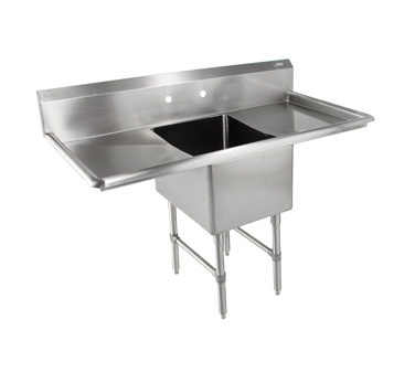 John Boos 1B184-2D18 57" 16-Gauge One Compartment Stainless Steel B Series Sink With Left & Right-Hand Drainboards