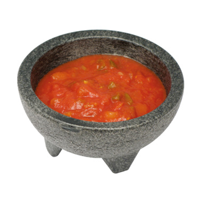 Winco PMSB-10 10 Oz. Polypropylene Black Molcajete Salsa Bowl (4 Pieces Per Pack)