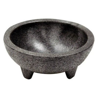Winco PMSB-10 10 Oz. Polypropylene Black Molcajete Salsa Bowl (4 Pieces Per Pack)