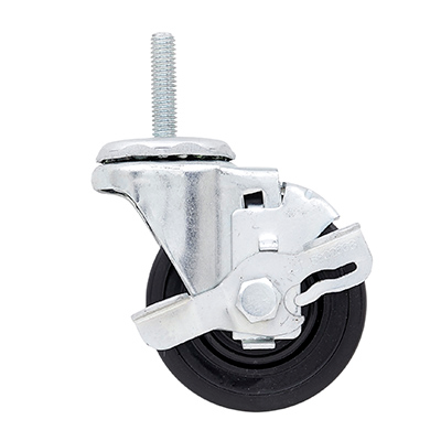 Metro 3Tmb Super Erecta Threaded Stem Caster Swivel (With Brake) Low Profile 3&quot; Dia. 100 Lb. Capacity