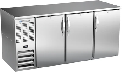 Beverage Air BB72HC-F-S 72" W Three-Section Solid Door Refrigerated Food Rated Back Bar Storage Cabinet - 115 Volts