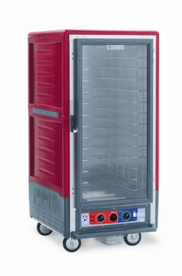 Metro C537-CFC-4 C5 3 Series Red 3/4-Size Insulated Heated Holding & Proofing Cabinet with Clear Door and Fixed Wire Slides - 120V