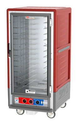 Metro C537-CFC-4 C5 3 Series Red 3/4-Size Insulated Heated Holding &amp; Proofing Cabinet with Clear Door and Fixed Wire Slides - 120V