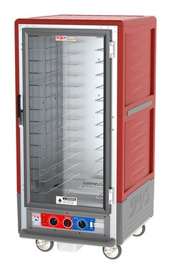 Metro C537-CFC-4 C5 3 Series Red 3/4-Size Insulated Heated Holding & Proofing Cabinet with Clear Door and Fixed Wire Slides - 120V