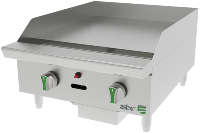 Asber AETG 24 EM Emerald Line 24" W Stainless Steel Liquid Propane Countertop Thermostatic Griddle - 60,000 BTU