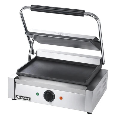 Adcraft SG-811E/F 17" W Cast Iron Smooth Plates Countertop Panini Grill - 120 Volts