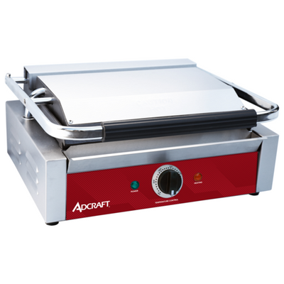 Admiral Craft SG811EFBS 17.17" W Stainless Steel Single Manual Panini Grill with Flat Plates - 120 Volts