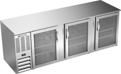 Beverage Air BB94HC-G-S 94" W Three-Section Glass Door Refrigerated Back Bar Storage Cabinet - 115 Volts