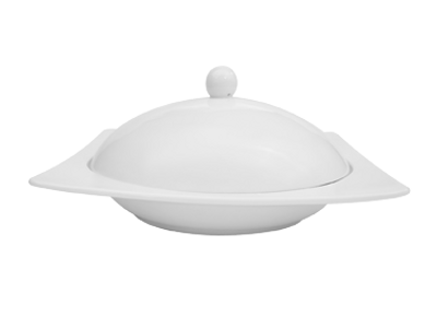 CAC China KSE-210 20 Oz. Super White Porcelain Square Accessories Pasta Bowl Set (6 Set Per Case)