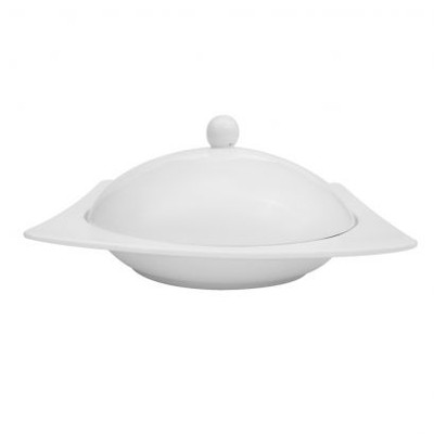 CAC China KSE-210 20 Oz. Super White Porcelain Square Accessories Pasta Bowl Set (6 Set Per Case)