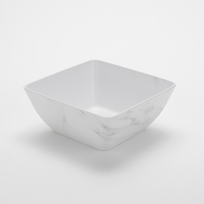 American Metalcraft MWMSQ9 127 Oz. Plastic White Marble Pattern Square Bowl