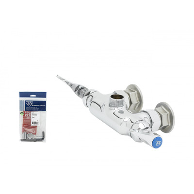 T&S Brass B-0345-LN Faucet splash mounted 3-3/8" O.C rigid base only 1/2" IPS eccentric flanged female inlets lever handles