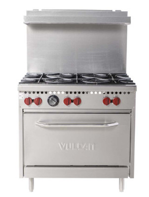 Vulcan SX36-6BN-QS-PLATINUM 36&quot; W Stainless Steel Natural Gas SX Series Restaurant Range - 198,000 BTU