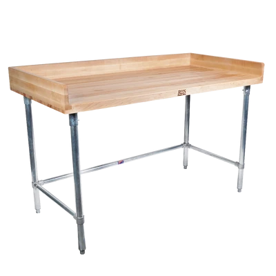 John Boos DSB06 Baker's Top 48"W x 30"D, 1-3/4" thick Top with 4" Coved Riser on Back &amp; Both Ends Work Table