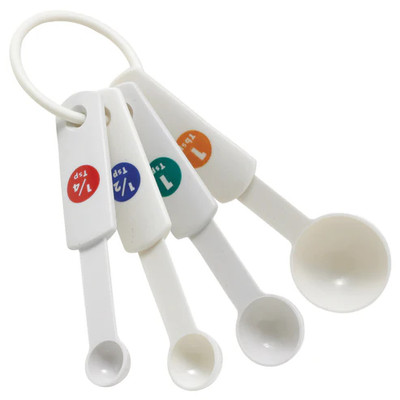 Winco MSPP-4 White Plastic 4-Piece Measuring Spoons Set (4 Pieces Per Set)