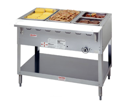 Duke WB303-LP 44.38" W Liquid Propane Stainless Steel 3 Pan Open Base Aerohot Steamtable Wet Bath Unit - 15000 BTU