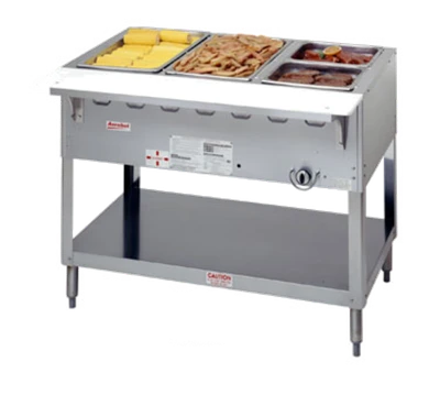 Duke WB303-LP 44.38" W Liquid Propane Stainless Steel 3 Pan Open Base Aerohot Steamtable Wet Bath Unit - 15000 BTU