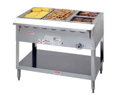 Duke WB303-LP 44.38" W Liquid Propane Stainless Steel 3 Pan Open Base Aerohot Steamtable Wet Bath Unit - 15000 BTU