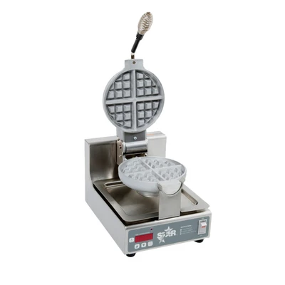 Star SWBB 10.2" W Stainless Steel Single Round Star Belgian Waffle Baker - 120 Volts