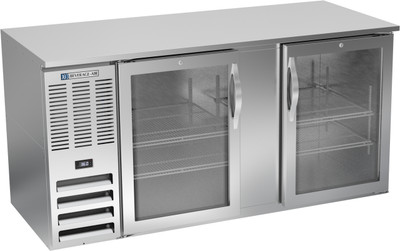 Beverage Air BB68HC-G-S 68" W Two-Section Glass Door Refrigerated Back Bar Storage Cabinet - 115 Volts