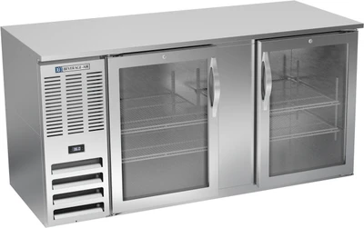 Beverage Air BB68HC-G-S 68" W Two-Section Glass Door Refrigerated Back Bar Storage Cabinet - 115 Volts