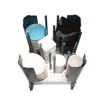 Cres Cor 501DEX Aluminum 4-Compartment Poker Chip Style Dish Dolly with 12 Adjustable Hex Rods