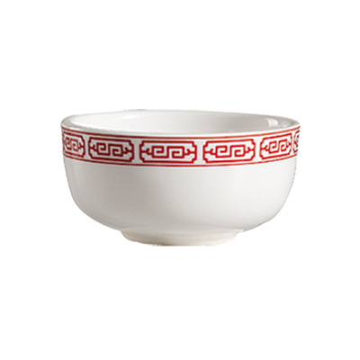 CAC China 105-95 9 Oz. Bone White Porcelain Round Red Gate Jung Bowl (3 Dozen Per Case)