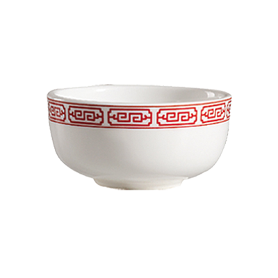 CAC China 105-95 9 Oz. Bone White Porcelain Round Red Gate Jung Bowl (3 Dozen Per Case)