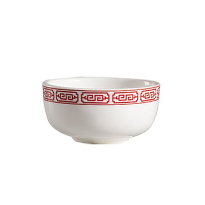 CAC China 105-95 9 Oz. Bone White Porcelain Round Red Gate Jung Bowl (3 Dozen Per Case)