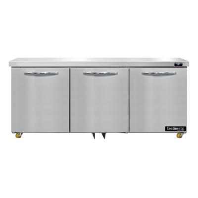 Continental Refrigerator D72N-U 72&quot;W Three-Section Reach-In Designer Line Undercounter Refrigerator