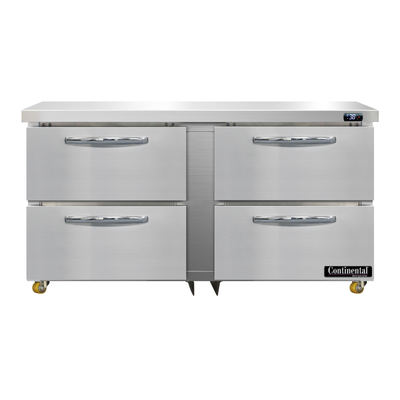 Continental Refrigerator SW60N-U-D 60"W Two-Section Reach-In Undercounter Refrigerator
