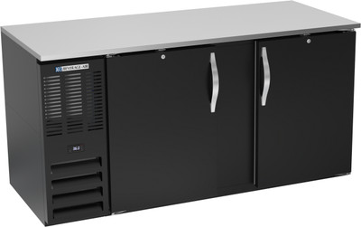Beverage Air BB68HC-F-B 68" W Black Stainless Steel2 Solid Doors Refrigerated Food Rated Back Bar Storage Cabinet - 115 Volts