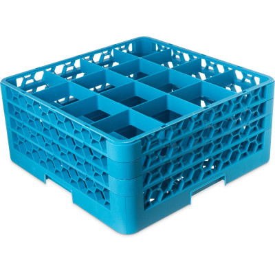 Carlisle RG16-314 16 Compartments Polypropylene Blue OptiClean Dishwasher Glass Rack