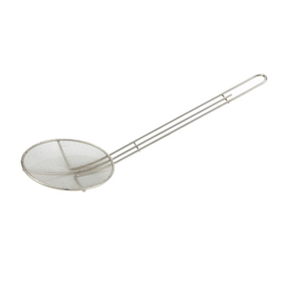 Winco SCF-6R 6.5&quot; W Round Nickel Plated Mesh Skimmer