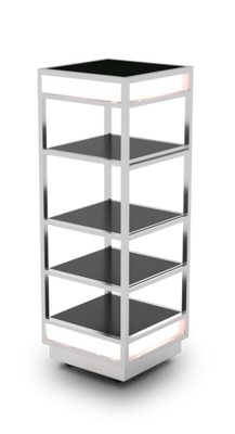 Eastern Tabletop Q950GGBKS 19-3/4"W x 19-3/4"D x 63"H Black 18/10 Stainless Steel Mobile Buffet Display System