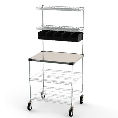 Metro CR2430DSS Delivery Staging / Drive-Thru Station with Stainless Steel Shelving 31 3/4" x 27 3/4" x 65 3/4"