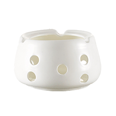 CAC China FIR-1 4.5" Dia. x 2.75" H Super White Porcelain Round Accessories Fire Warmer (1 Dozen)
