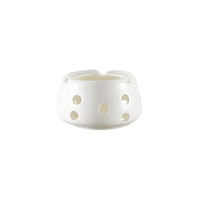 CAC China FIR-1 4.5" Dia. x 2.75" H Super White Porcelain Round Accessories Fire Warmer (1 Dozen)
