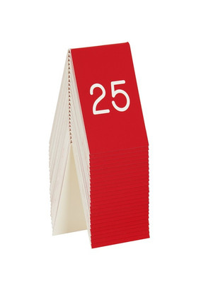 Cal-Mil 271A-1 3.5" W x 5" H Red and White #1 to #25 Engraved Number Tent Set